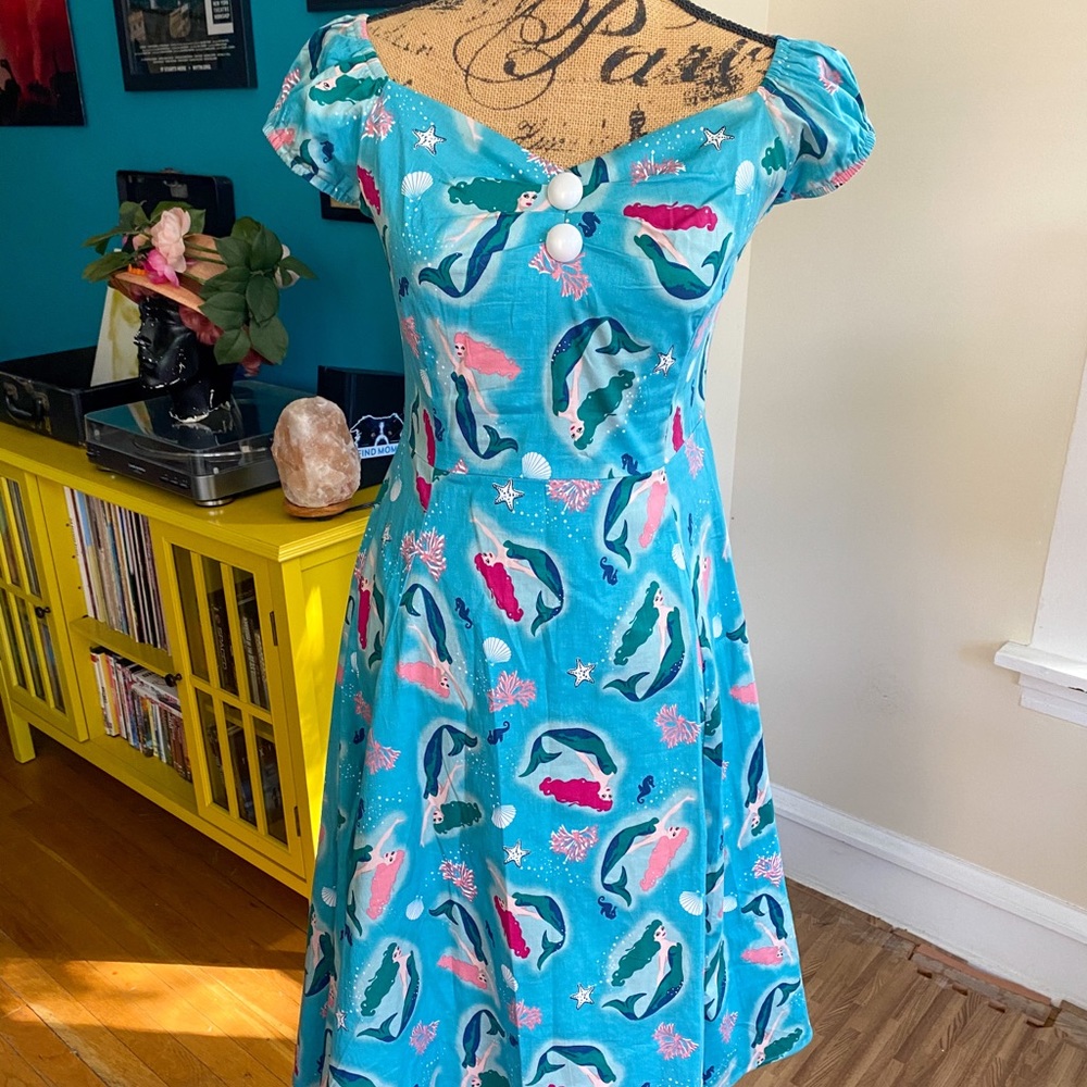 Collectif Mainline Delores Mermaid Print Dress